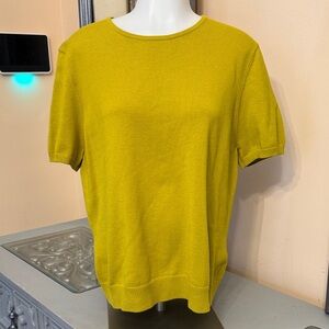 Lands' End Large 2011 Mustard Knit Short Sleeve Top